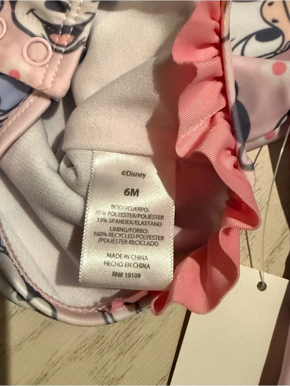 Disney Baby Minnie Daisy Rash Guard Swimsuit Pink‎ 6M Ruffle NWT